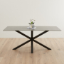 Star 180cm Grey Sintered Stone Ceramic Dining Table with Black Legs – 6 to 8 Seater