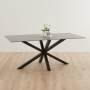 Star 180cm Grey Sintered Stone Ceramic Dining Table with Black Legs – 6 to 8 Seater