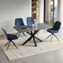 Star 180cm Grey Sintered Stone Ceramic Dining Table with Black Legs – 6 to 8 Seater