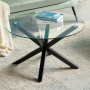 Spider Round Glass Coffee Table with Black Legs