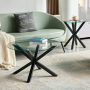 Spider Round Glass Coffee Table with Black Legs