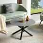 Spider Round Grey Sintered Stone Coffee Table with Black Legs