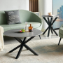 Spider Round Grey Sintered Stone Coffee Table with Black Legs