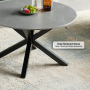 Spider Round Grey Sintered Stone Coffee Table with Black Legs