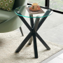 Spider Round Glass Side Lamp Table with Black Legs 