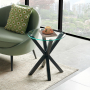 Spider Round Glass Side Lamp Table with Black Legs 