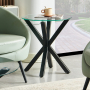 Spider Round Glass Side Lamp Table with Black Legs 