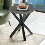 Spider Round Grey Sintered Stone Side Lamp Table with Black Legs