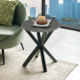 Spider Round Grey Sintered Stone Side Lamp Table with Black Legs