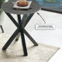 Spider Round Grey Sintered Stone Side Lamp Table with Black Legs