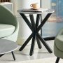 Spider Round Grey Sintered Stone Side Lamp Table with Black Legs