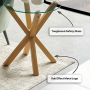 Spider Round Glass Side Lamp Table with Oak Effect Legs 