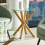 Spider Round Glass Side Lamp Table with Oak Effect Legs 