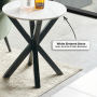 Spider Round White Sintered Stone Side Lamp Table with Black Legs