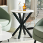 Spider Round White Sintered Stone Side Lamp Table with Black Legs