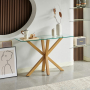 Spider Glass Console Hall Table with Oak Legs