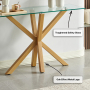 Spider Glass Console Hall Table with Oak Legs