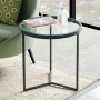 Monza Round Glass Side Lamp Table with Black Frame