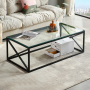 Monza Glass Coffee Table with Black Cross Frame