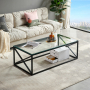 Monza Glass Coffee Table with Black Cross Frame