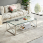 Monza Glass Coffee Table with Chrome Stainless Steel Cross Frame