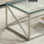 Monza Glass Coffee Table with Chrome Stainless Steel Cross Frame