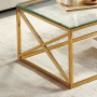 Monza Glass Coffee Table with Gold Stainless Steel Cross Frame