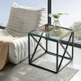 Monza Glass Side Lamp Table with Black Cross Frame