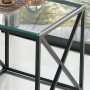 Monza Glass Side Lamp Table with Black Cross Frame