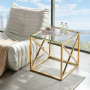 Monza Glass Side Lamp Table with Gold Stainless Steel Cross Frame