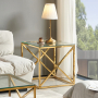 Monza Glass Side Lamp Table with Gold Stainless Steel Cross Frame