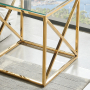 Monza Glass Side Lamp Table with Gold Stainless Steel Cross Frame