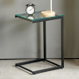 Monza Glass Cantilever Side Lamp Table with Black Frame