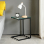 Monza Glass Cantilever Side Lamp Table with Black Frame