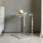 Monza Glass Cantilever Side Lamp Table with Chrome Stainless Steel Frame