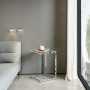 Monza Glass Cantilever Side Lamp Table with Chrome Stainless Steel Frame