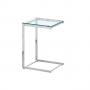 Monza Glass Cantilever Side Lamp Table with Chrome Stainless Steel Frame