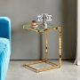 Monza Glass Cantilever Side Lamp Table with Gold Stainless Steel Frame