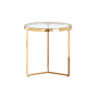 Monza Round Glass Side Lamp Table with Gold Stainless Steel Frame