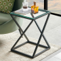 Monza Glass Twist Side Lamp Table with Black Frame