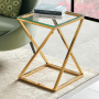 Monza Glass Twist Side Lamp Table with Gold Stainless Steel Frame