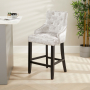 Luxury Silver Crushed Velvet Scoop Back Bar Stool – Black Satin Legs