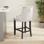 Luxury Silver Crushed Velvet Scoop Back Bar Stool – Black Satin Legs