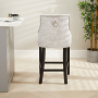 Luxury Silver Crushed Velvet Scoop Back Bar Stool – Black Satin Legs