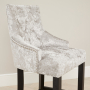 Luxury Silver Crushed Velvet Scoop Back Bar Stool – Black Satin Legs