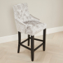 Luxury Silver Crushed Velvet Scoop Back Bar Stool – Black Satin Legs