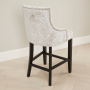 Luxury Silver Crushed Velvet Scoop Back Bar Stool – Black Satin Legs