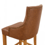 Luxury Vintage Tan Brown Leather Scoop Back Counter Bar Stool with Oak Legs