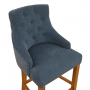 Luxury Blue Fabric Scoop Back Counter Bar Stool with Oak Legs