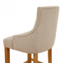 Luxury Natural Oatmeal Fabric Scoop Back Counter Bar Stool with Oak Legs